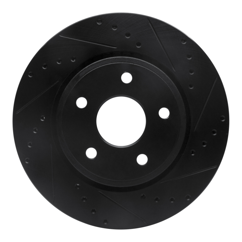 Jeep Commander Brake Rotor (1) - Front Right - R1 Concepts - Drilled & Slotted - Black - `05-`10